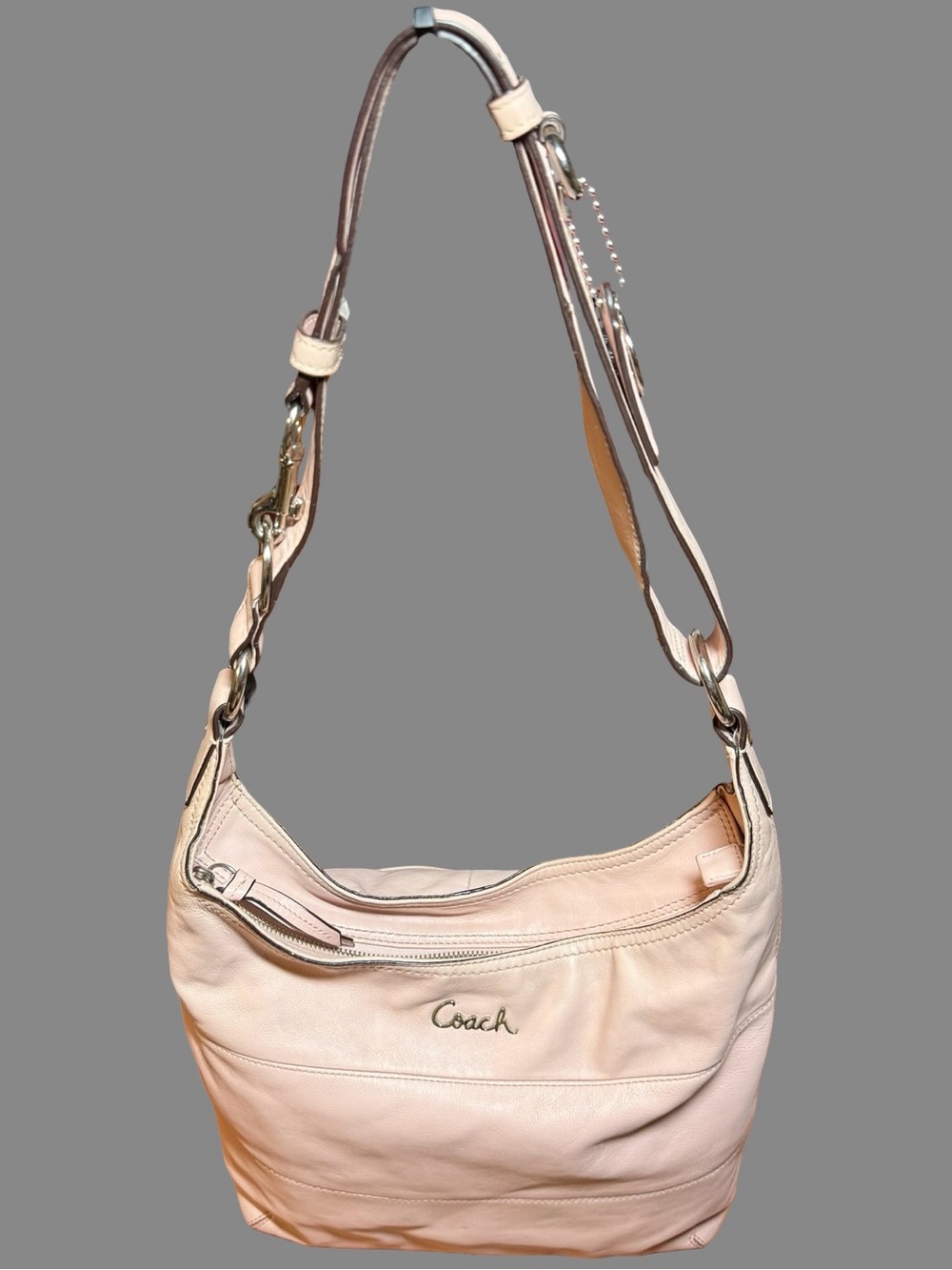 Vintage Coach Blush Pink Pieced Leather Duffle Hobo Bag F17116 - Picture 2 of 9